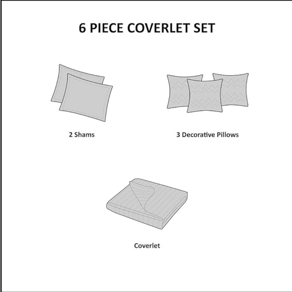 6pcCalifornia King Jane Floral Quilted Coverlet Set Aqua Blue - Madison Park NWT - Picture 4 of 5